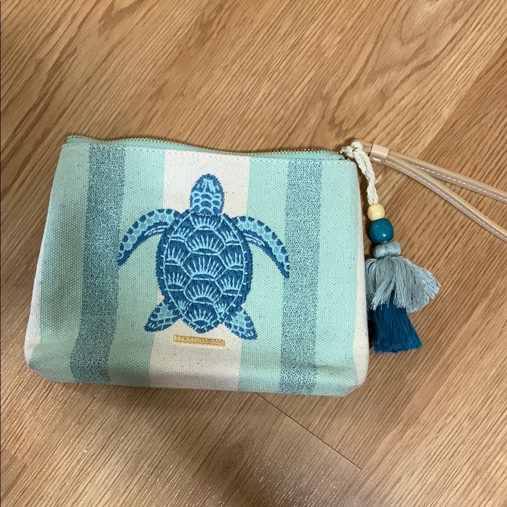 Striped Pouch with Turtle Design